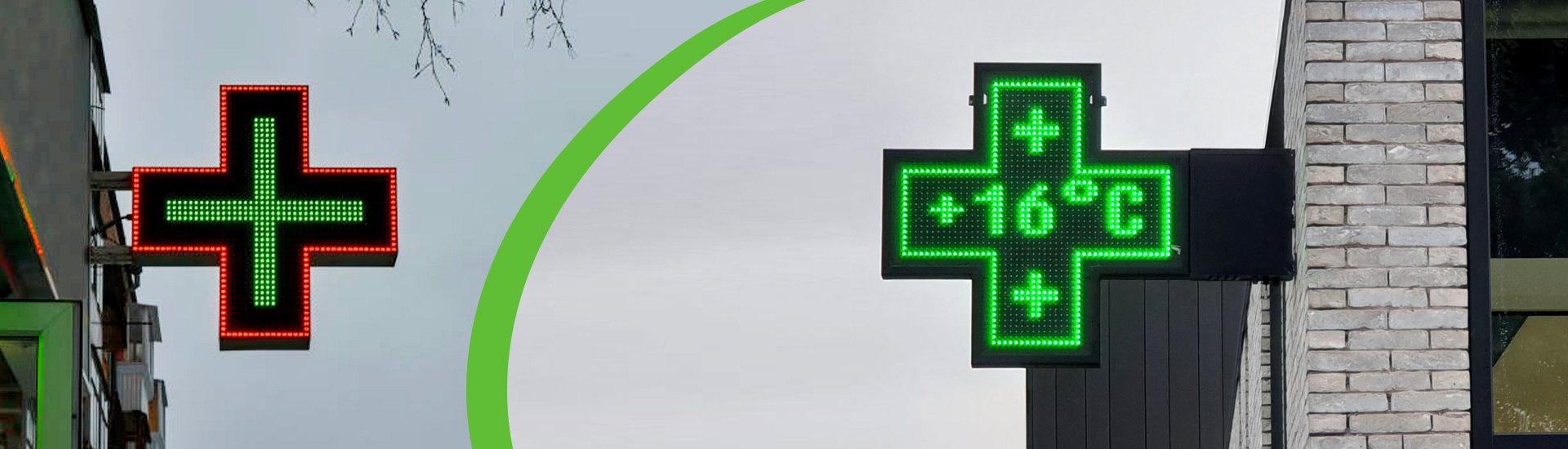 Green Pharmacy LED Cross Display Screen Outdoor For Church