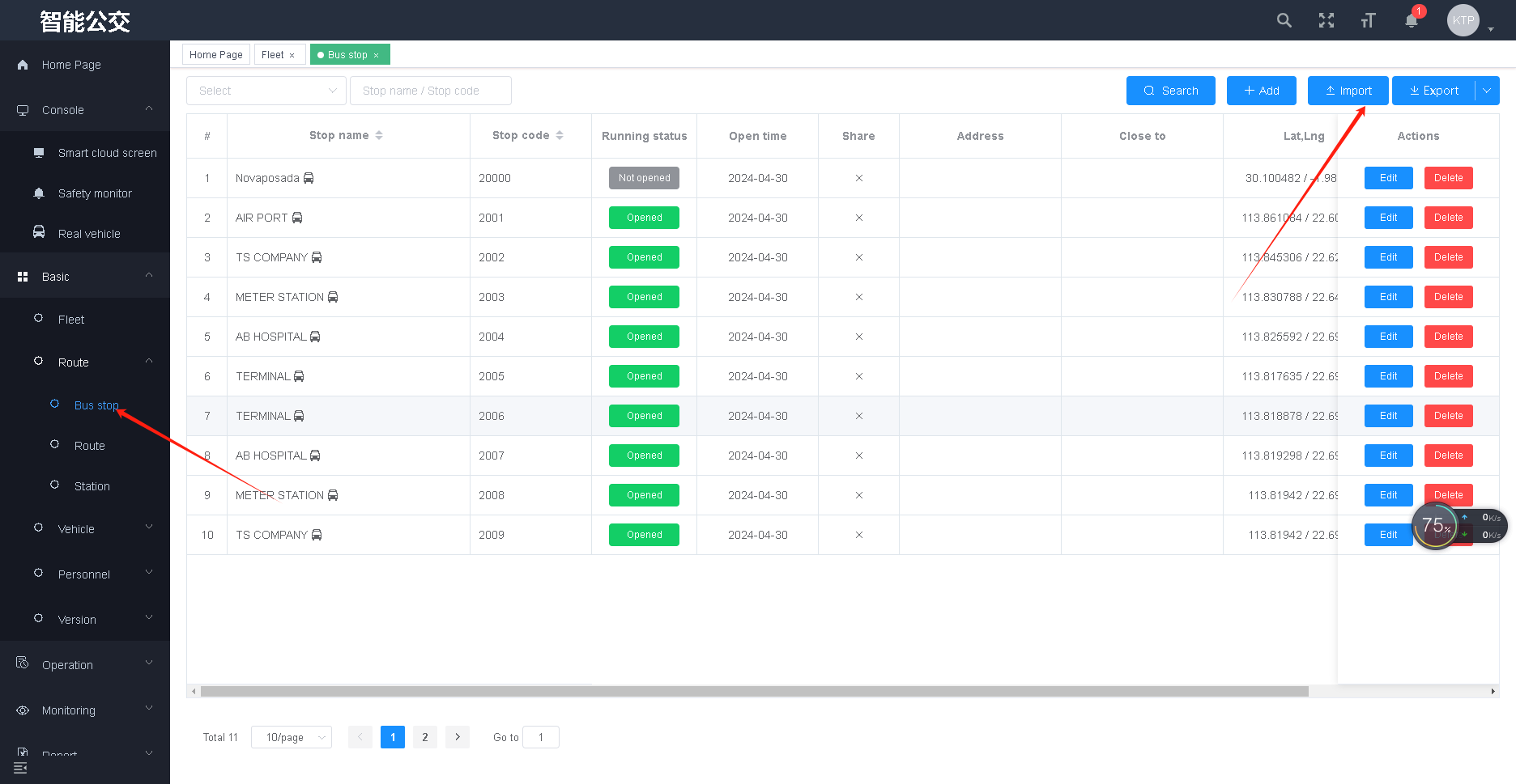 display a LED per stazione degli autobus