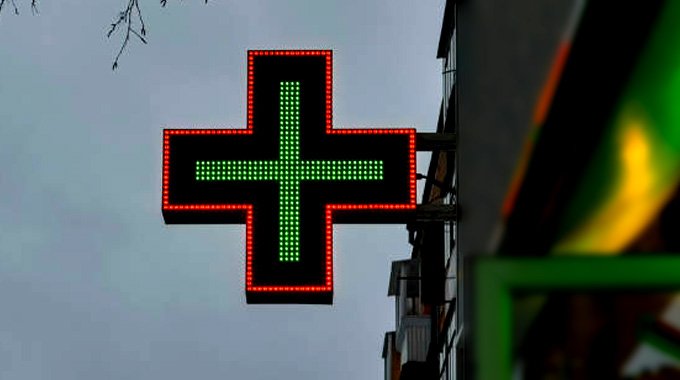 Large Pharmacy LED Cross For Church Pharmacie Green Outdoor